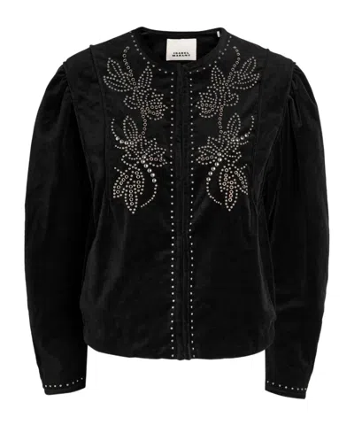Isabel Marant Pietra Stud-embellished Velvet Jacket In Transparent