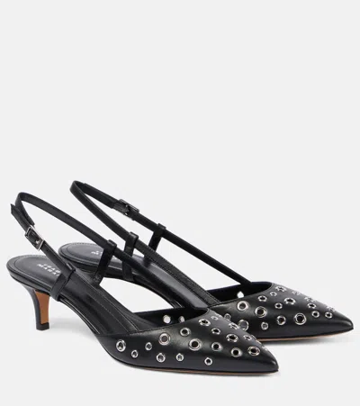 Isabel Marant Pilia Leather Slingback Pumps In Black