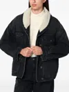 Isabel Marant Pimia Jacket In Denim And Faux Fur In Black