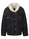 Isabel Marant Pimia Denim And Faux Fur Jacket In Black