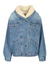 Isabel Marant Casual Jacket With Shearling Collar And Pockets In Blue