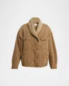 Isabel Marant Pimia Faux-fur Lined Denim Jacket In Brown