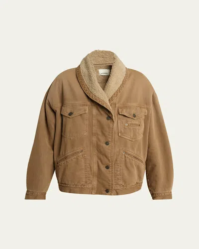 ISABEL MARANT PIMIA FAUX-FUR LINED DENIM JACKET
