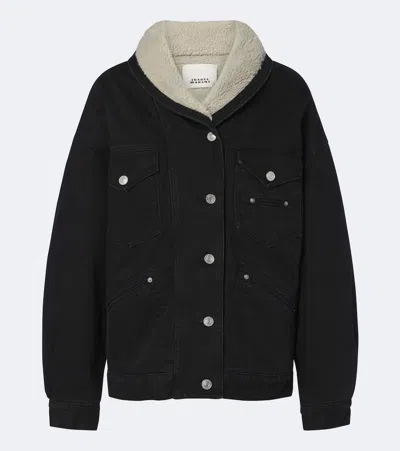 Isabel Marant Jeansjacke Pimia Mit Fleece In Black