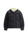 Isabel Marant Pimia Jacket In Denim And Faux Fur In Black