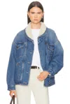Isabel Marant Casual Jacket With Shearling Collar And Pockets In Blue