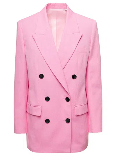 ISABEL MARANT ISABEL MARANT WOMEN PINK DOULE-BREASTED NEVIM JACKET IN COTTON BLEND WOMAN