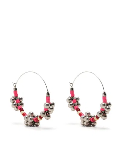 Isabel Marant Pink Dreamworld Hoop Earrings In Silver