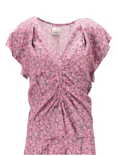 Isabel Marant Pink Floral V Neck Top
