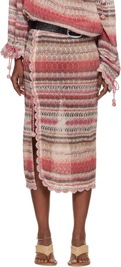 Isabel Marant Pink Noryane Cotton Sunrise Net Midi Skirt