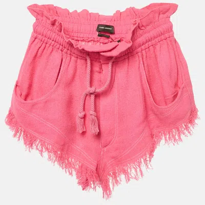 Isabel Marant Pink Silk Gauze Frayed Talapiz Shorts
