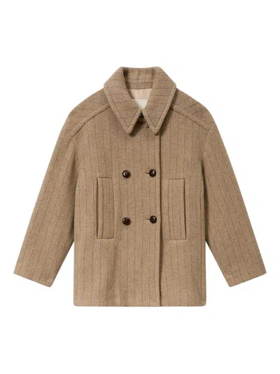 Isabel Marant Pinstripe Double-breasted Fiby Coat In Neutral