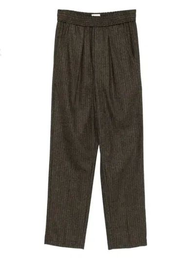 ISABEL MARANT PINSTRIPE ELASTIC-WAIST TAILORED TROUSERS