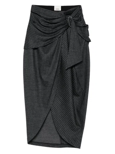Isabel Marant Pinstripe Skirt In Gray