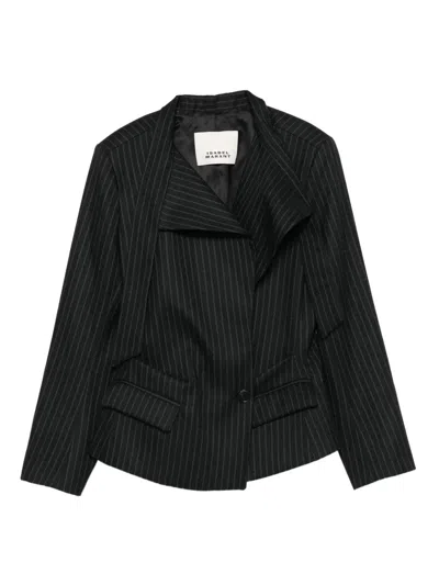 Isabel Marant Pinstripe Lapel Jacket In Black