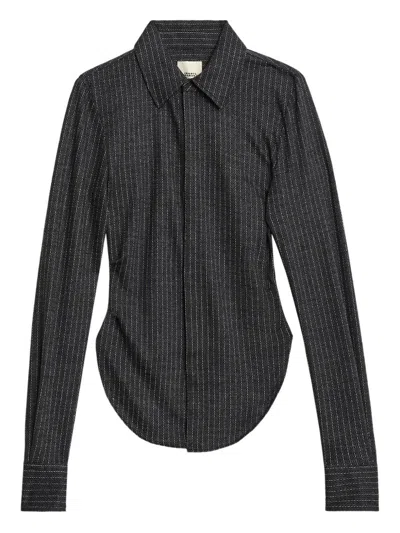 Isabel Marant Pinstriped Wool Shirt In Gray