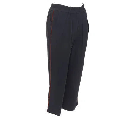 Isabel Marant Piping Pleated Straight Cut Capri Pants In Black