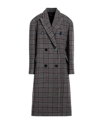 Isabel Marant Plaid Flannel Coat In Blue