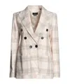 Isabel Marant Lenora Check-print Double-breasted Jacket In Neutral