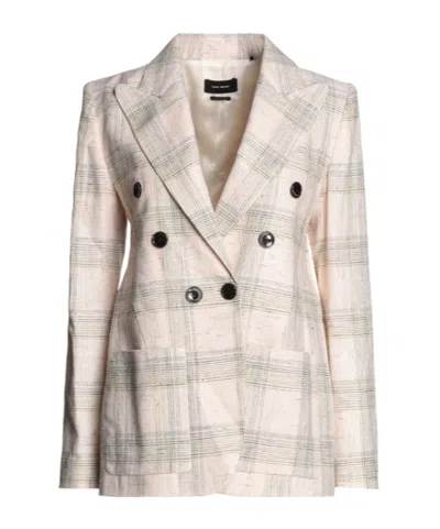 ISABEL MARANT PLAID LONGSLEEVED WOOLBLEND COAT