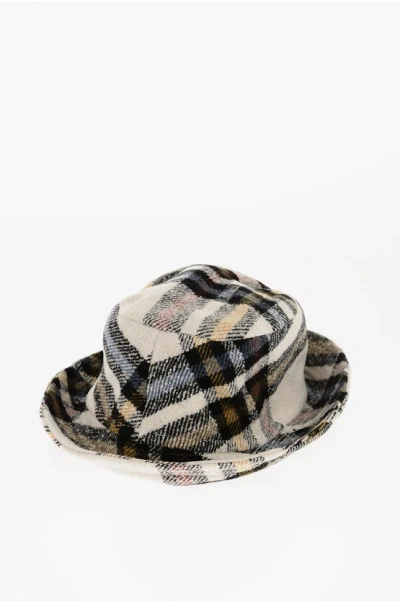 Isabel Marant Plaid Motif Haleyh Bucket Hat With Embroidered Logo In Brown