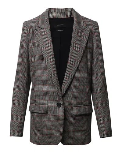 Isabel Marant Plaid Oversized Blazer In Grey Polyester