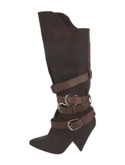 Pre-owned Isabel Marant Plaid Print Boots In Green