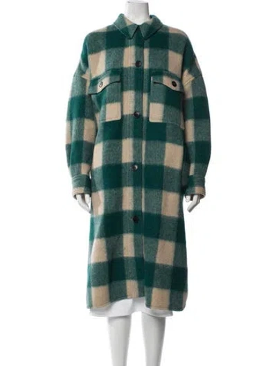 Pre-owned Isabel Marant Plaid Print Coat In Green