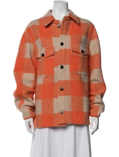 Pre-owned Isabel Marant Plaid Print Coat In Orange