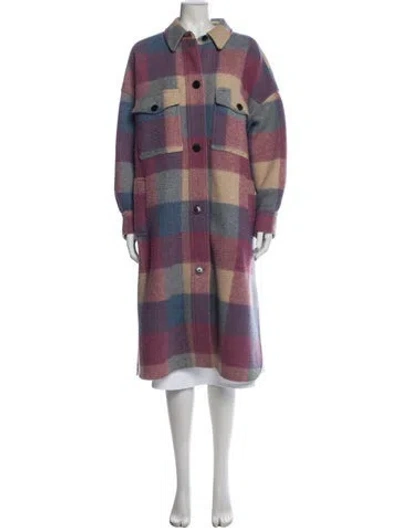Pre-owned Isabel Marant Plaid Print Coat In Purple