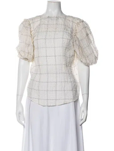 Pre-owned Isabel Marant Plaid Print Crew Neck Top In White