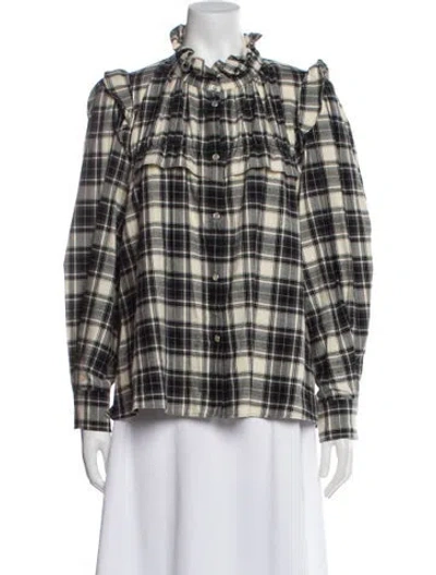 Pre-owned Isabel Marant Plaid Print Long Sleeve Blouse In Blue