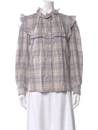 Pre-owned Isabel Marant Plaid Print Long Sleeve Blouse In Purple