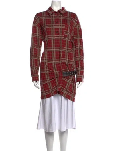Pre-owned Isabel Marant Plaid Print Long Sleeve Button-up Top In Red