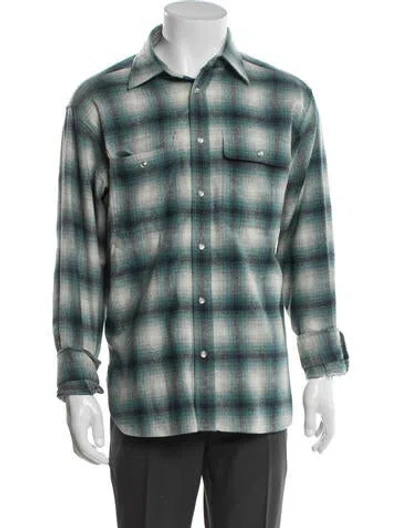 Pre-owned Isabel Marant Plaid Print Long Sleeve Western Shirt In Blue