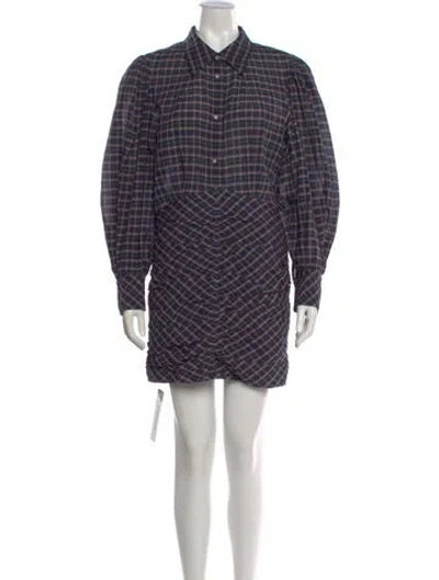 Pre-owned Isabel Marant Plaid Print Mini Dress In Blue