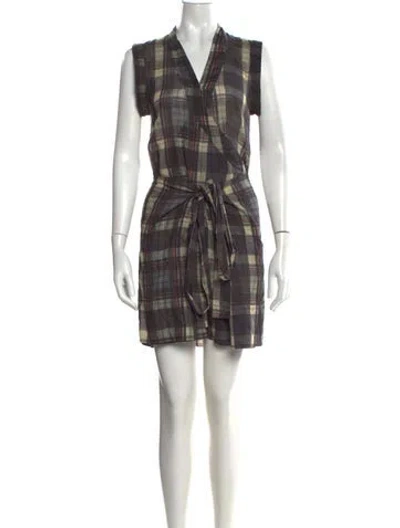 Pre-owned Isabel Marant Plaid Print Mini Dress In Brown