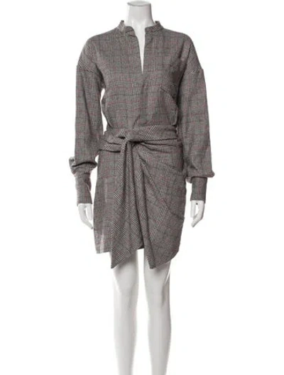 Pre-owned Isabel Marant Plaid Print Mini Dress In Gray
