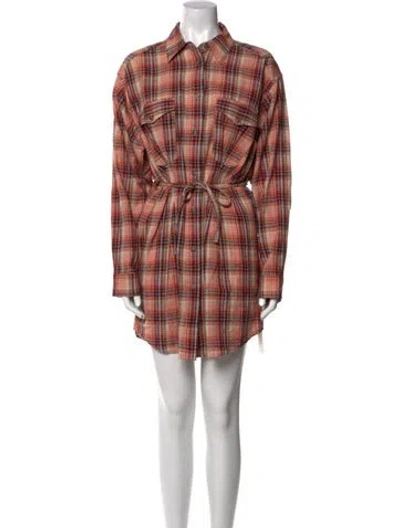 Pre-owned Isabel Marant Plaid Print Mini Dress In Neutral