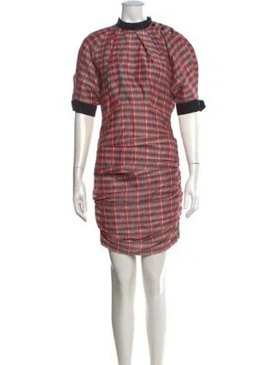 Pre-owned Isabel Marant Plaid Print Mini Dress In Pink