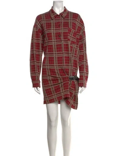 Pre-owned Isabel Marant Plaid Print Mini Dress In Red