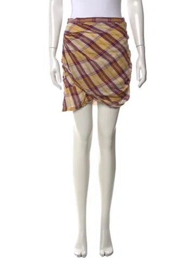 Pre-owned Isabel Marant Plaid Print Mini Skirt In Purple/yellow