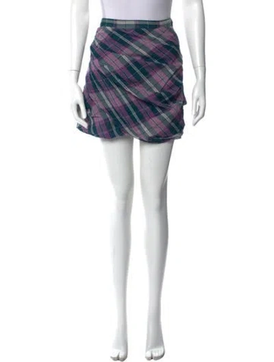 Pre-owned Isabel Marant Plaid Print Mini Skirt W/ Tags In Blue