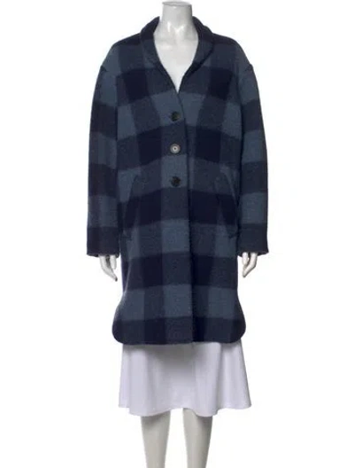Pre-owned Isabel Marant Plaid Print Open Front Sweater In Blue