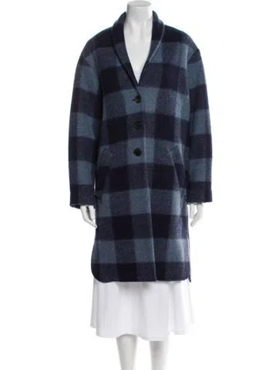 Pre-owned Isabel Marant Plaid Print Peacoat In Blue