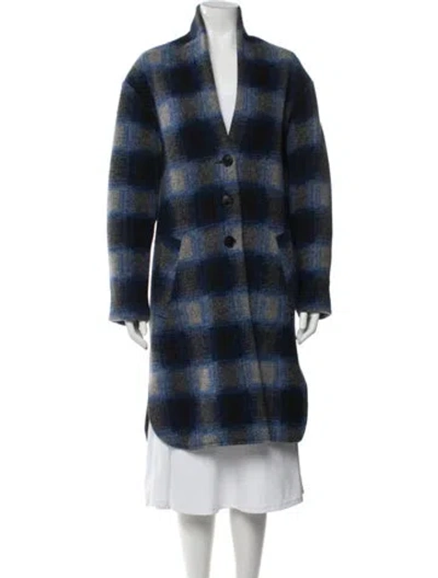 Pre-owned Isabel Marant Plaid Print Peacoat In Blue