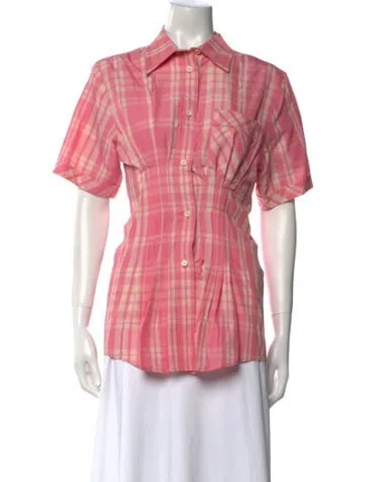 Pre-owned Isabel Marant Plaid Print Short Sleeve Button-up Top In Multi