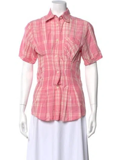Pre-owned Isabel Marant Plaid Print Short Sleeve Button-up Top In Multi
