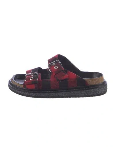 Pre-owned Isabel Marant Plaid Print Slides In Multicolor