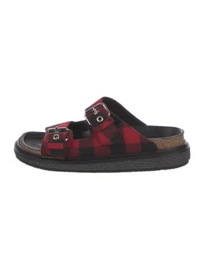 Pre-owned Isabel Marant Plaid Print Slides In Red